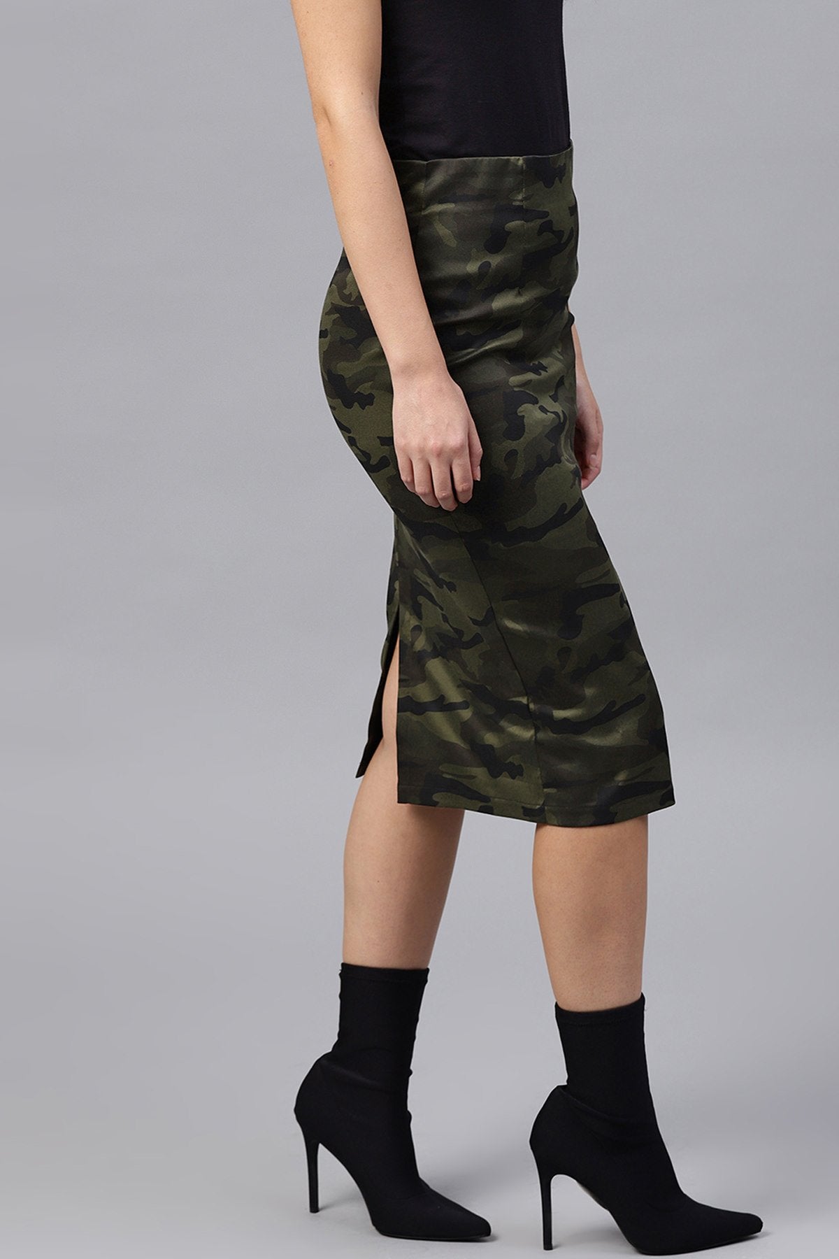 Women's Camouflage Back Slit Pencil Skirt
