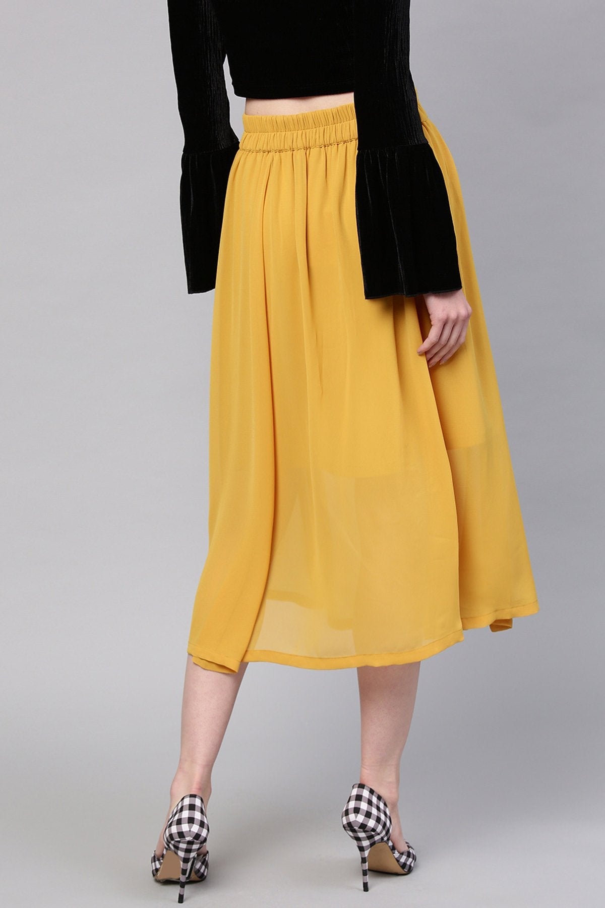 Women's Mustard A-Line Front Slit Skirt