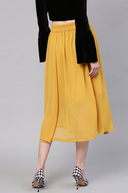 Women's Mustard A-Line Front Slit Skirt