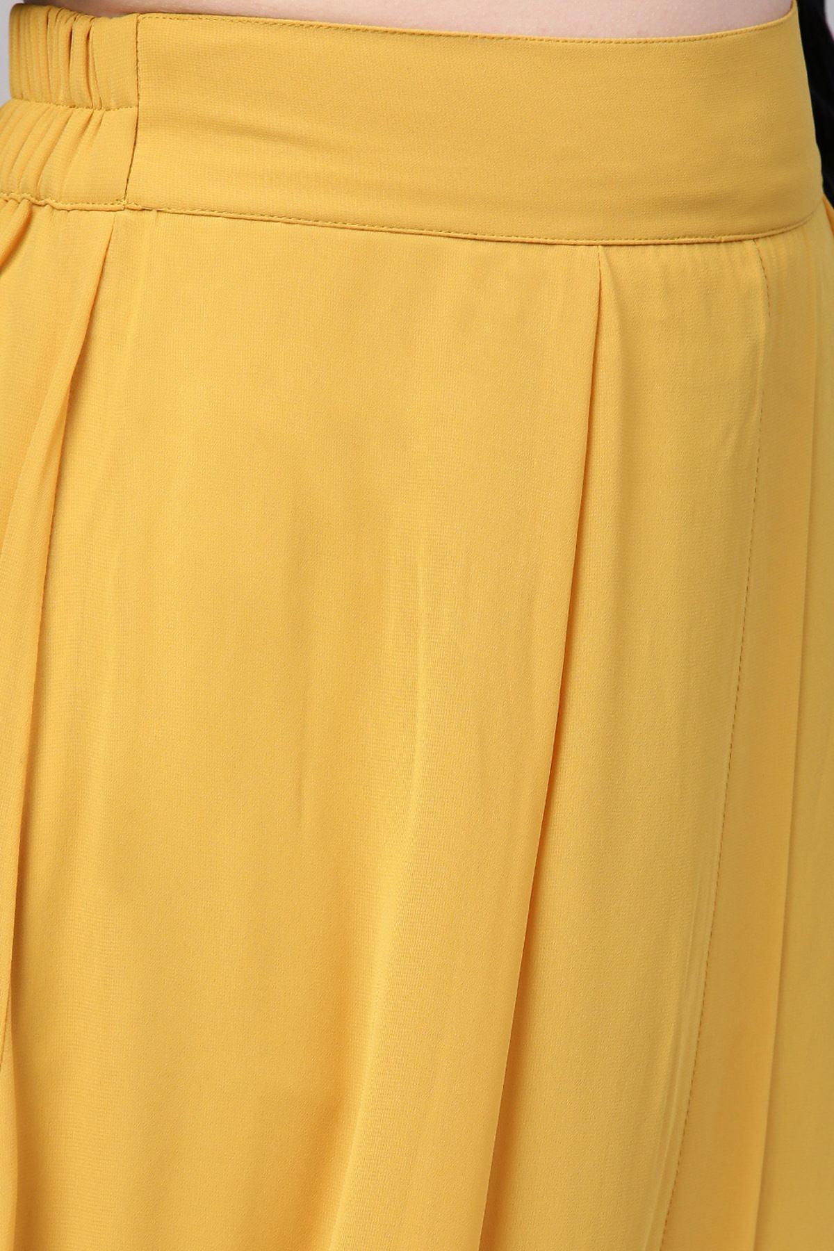 Women's Mustard A-Line Front Slit Skirt