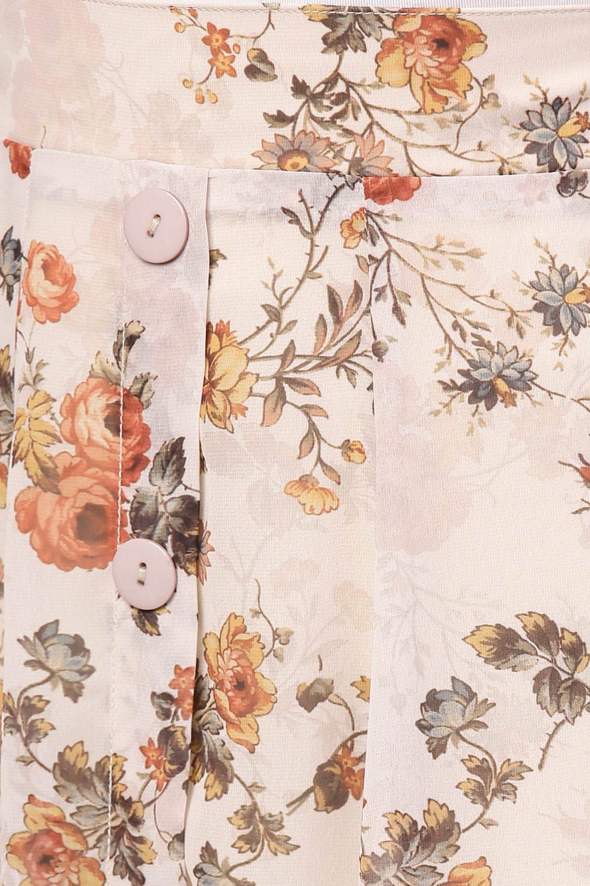 Women's Taupe Floral A-Line Skirt