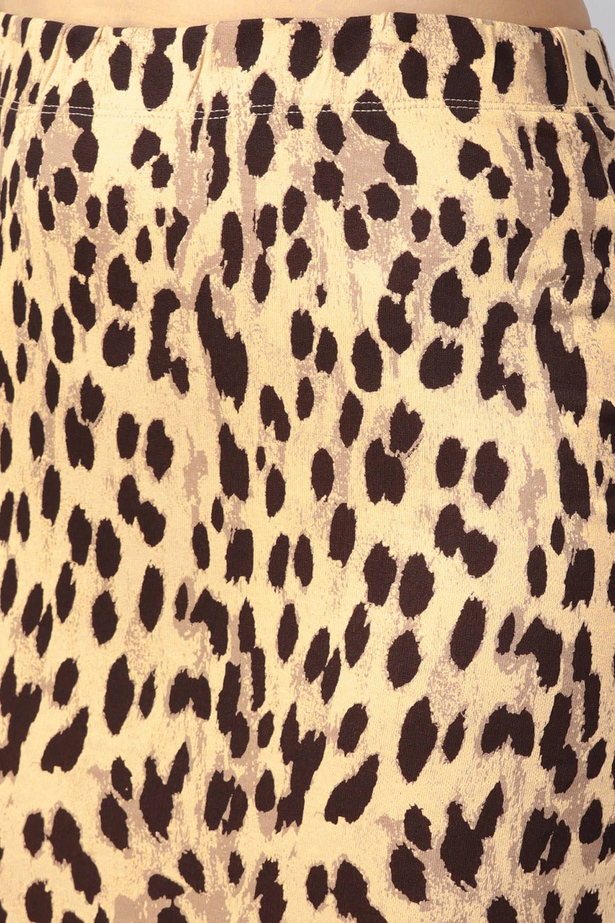 Women's Beige Cheetah Pencil Skirt
