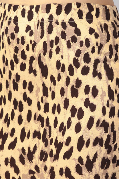 Women's Beige Cheetah Pencil Skirt