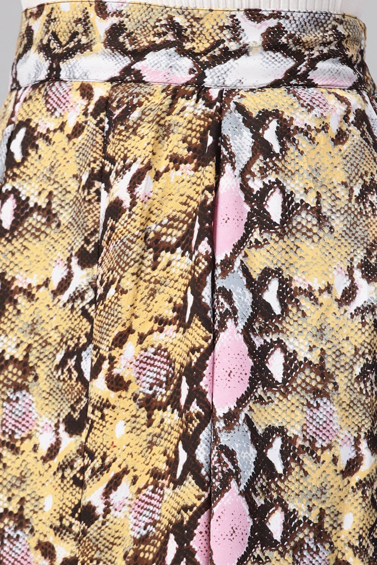 Women's Pink Python Flared Midi Skirt
