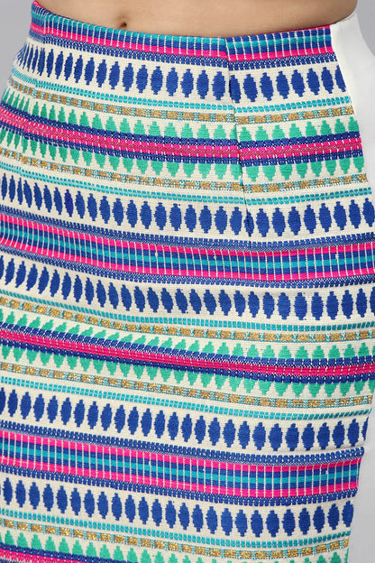 Women's White Jacquard Pencil Skirt