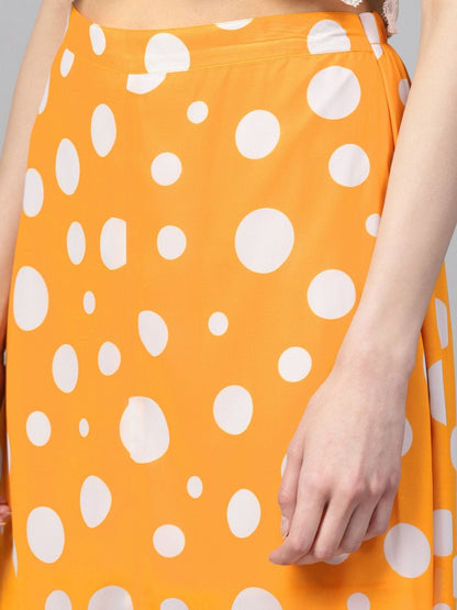 Women's Yellow Polka A-Line Maxi Skirt