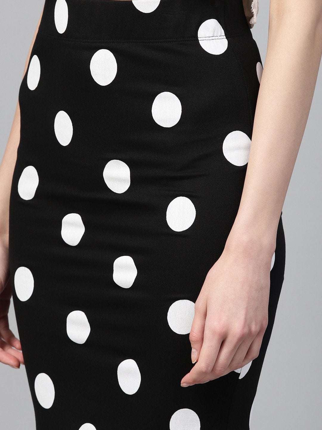 Women's Black White Polka Pencil Skirt