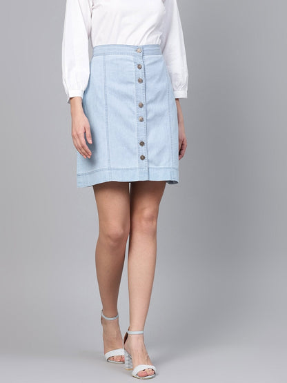 Women's Blue Denim A-Line Skirt
