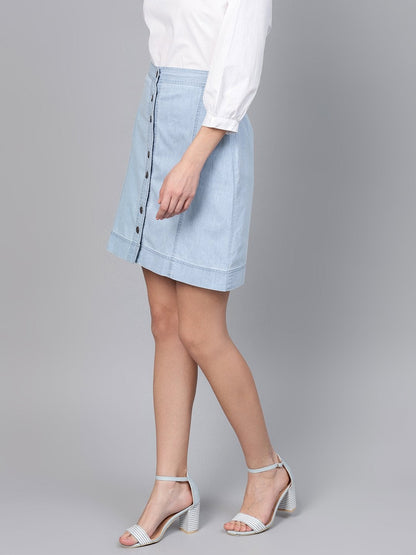 Women's Blue Denim A-Line Skirt