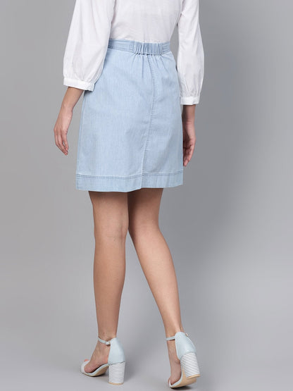 Women's Blue Denim A-Line Skirt