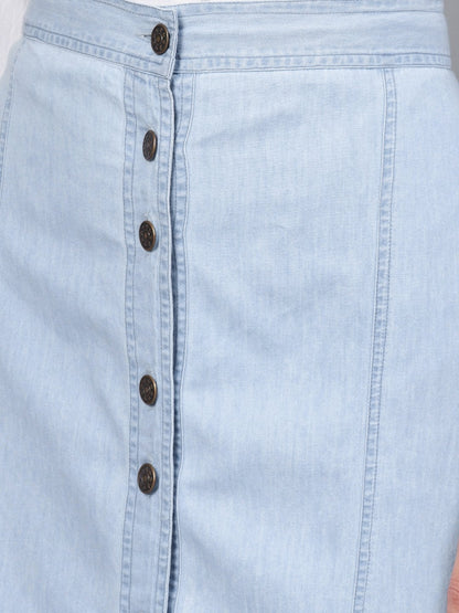 Women's Blue Denim A-Line Skirt