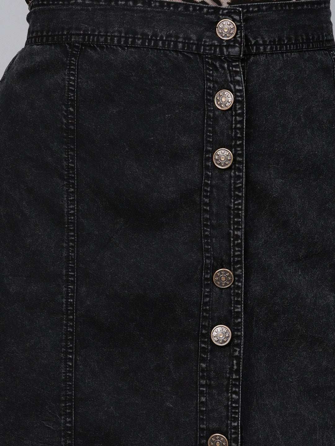 Women's Black Denim A-Line Skirt