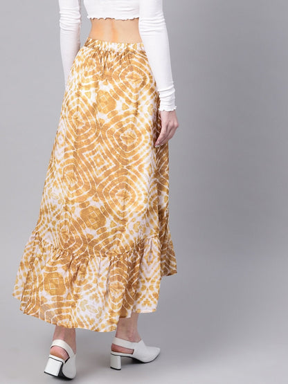 Women's Mustard & White High Low Skirt