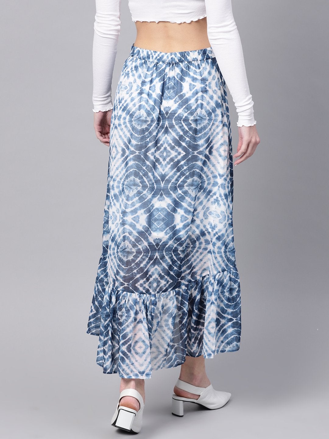 Women's Blue & White High Low Skirt
