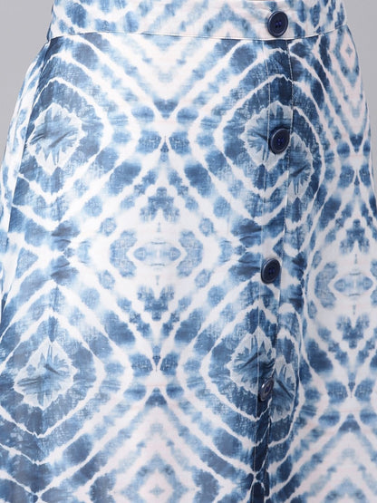Women's Blue & White High Low Skirt