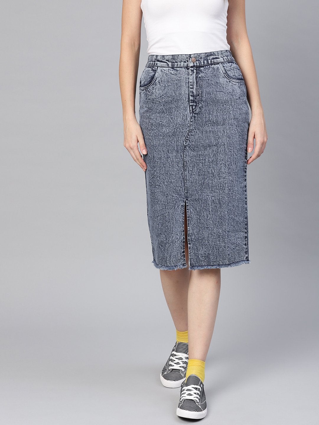 Women's Blue Denim Pencil Skirt