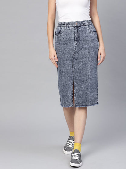 Women's Blue Denim Pencil Skirt