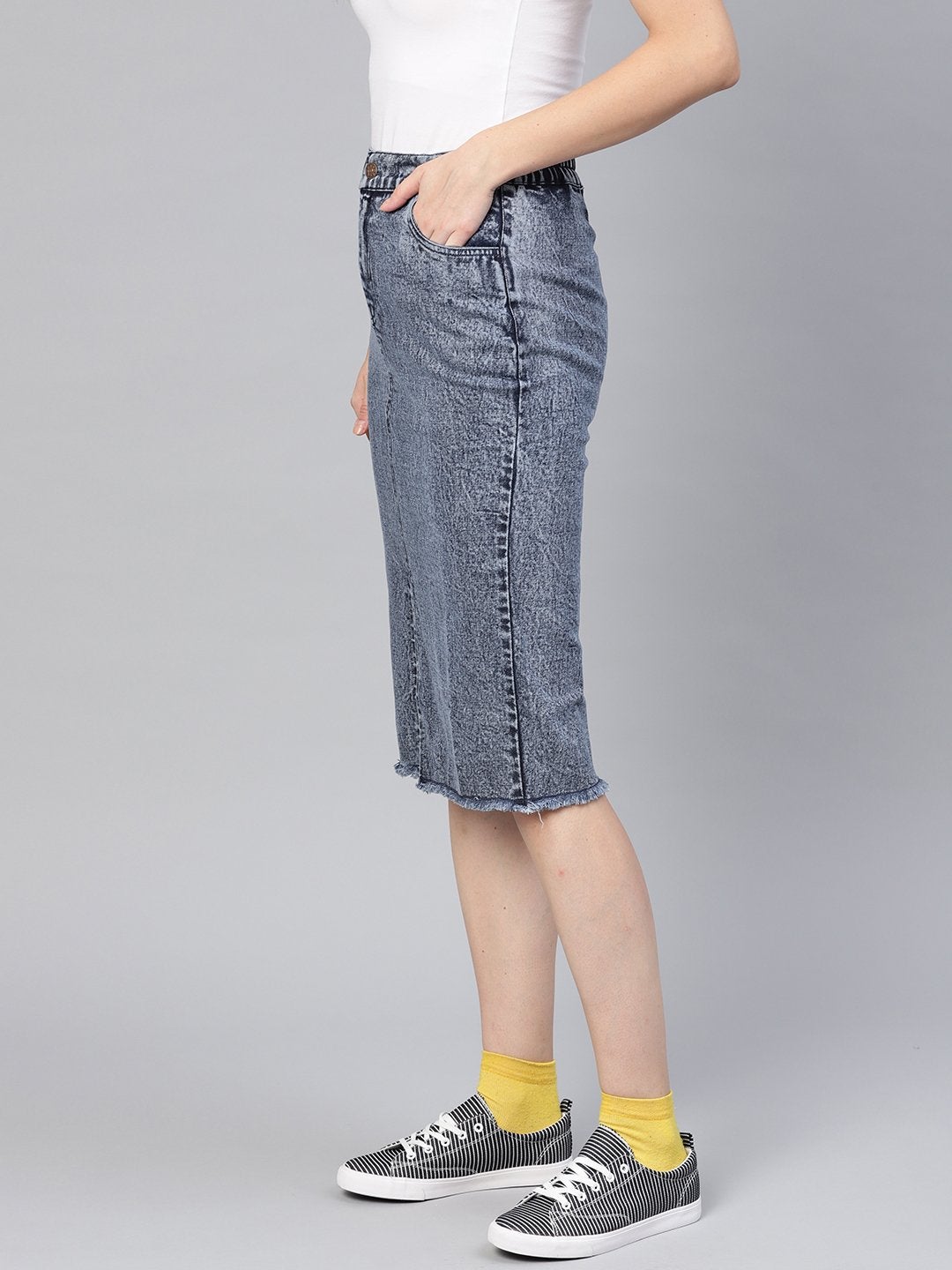 Women's Blue Denim Pencil Skirt