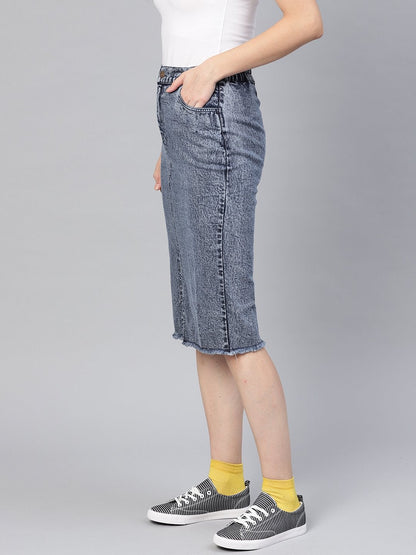 Women's Blue Denim Pencil Skirt