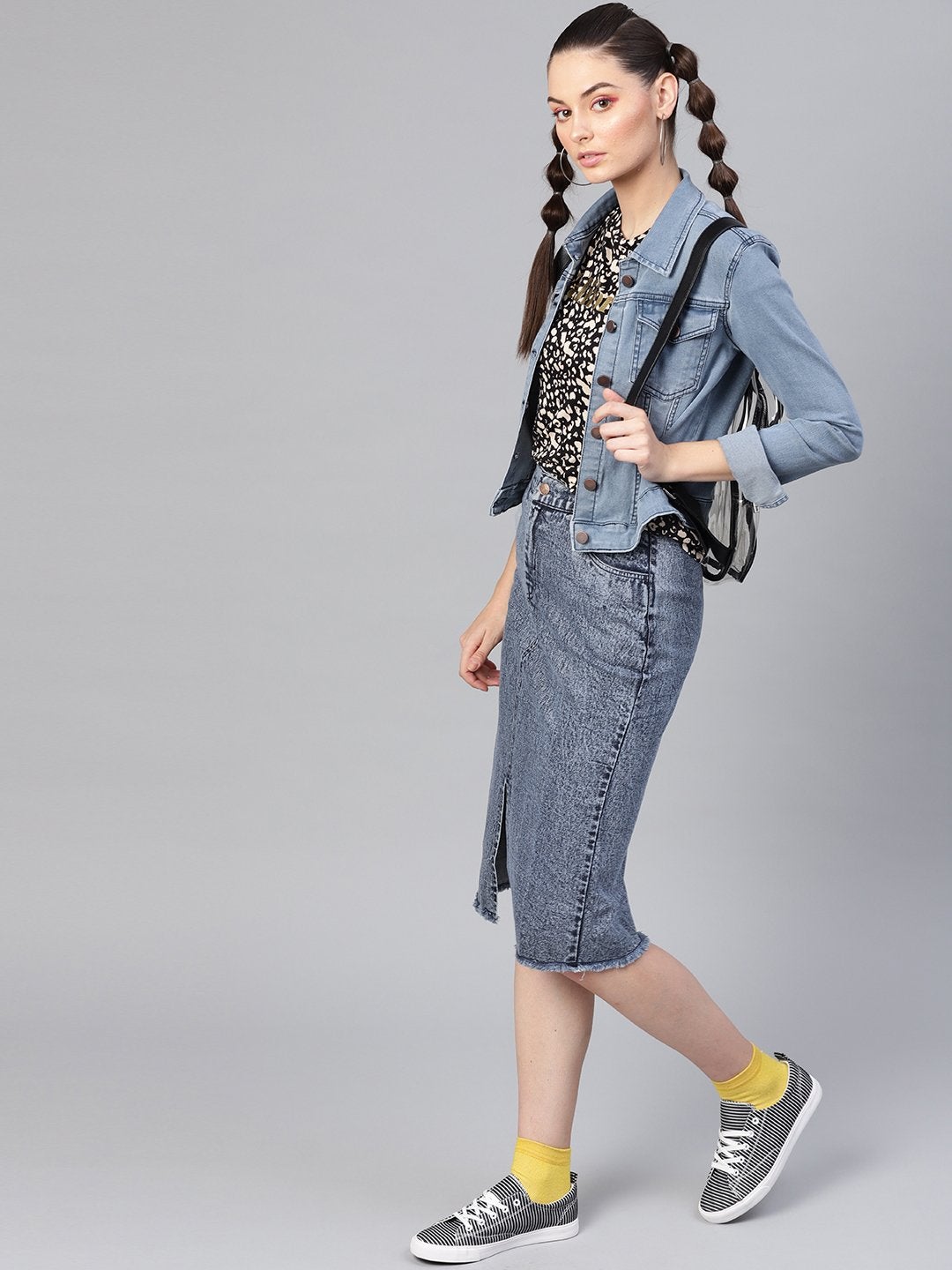 Women's Blue Denim Pencil Skirt