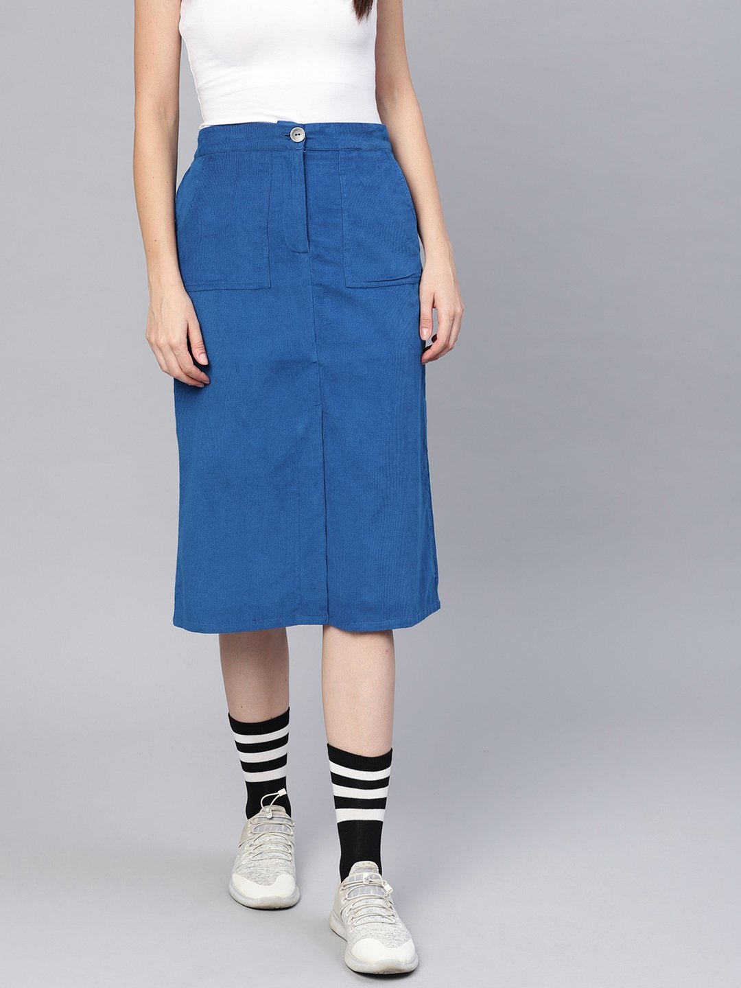 Women's Royal Blue Corduroy Skirt