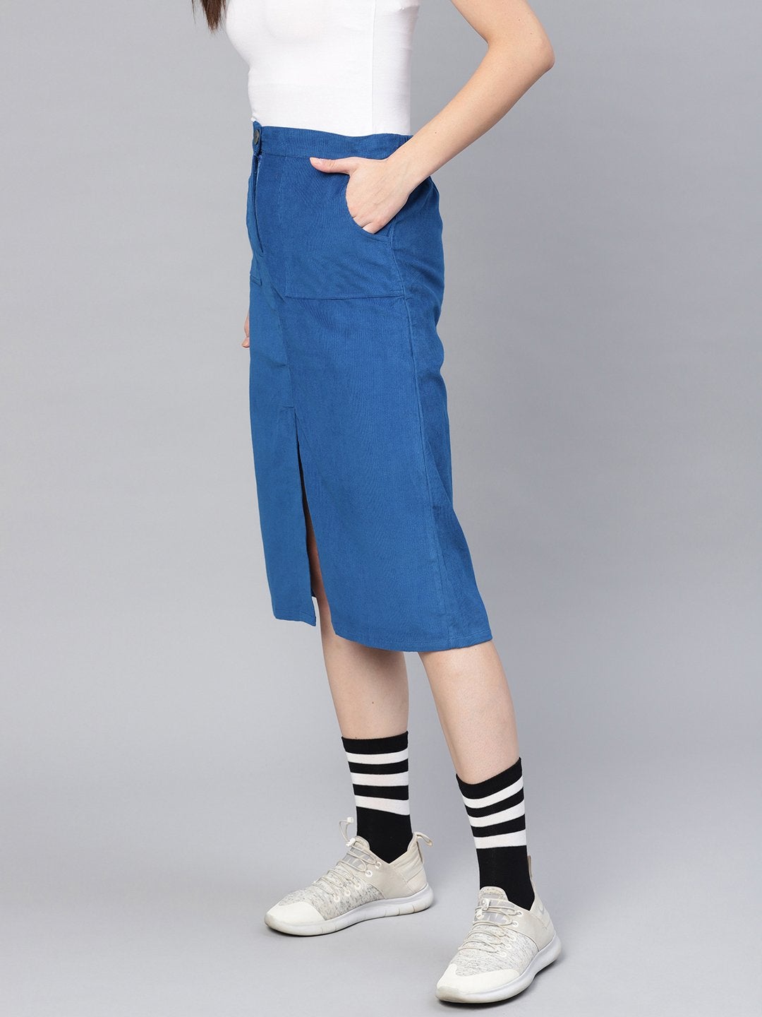 Women's Royal Blue Corduroy Skirt