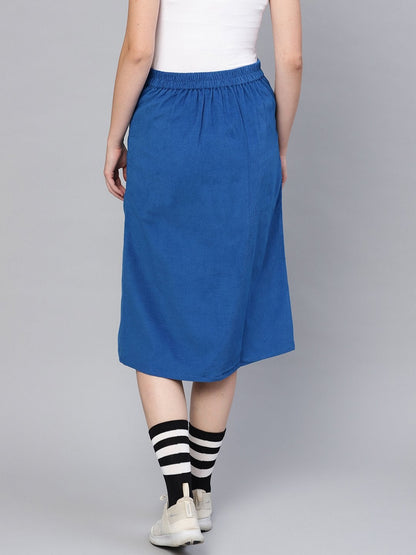 Women's Royal Blue Corduroy Skirt
