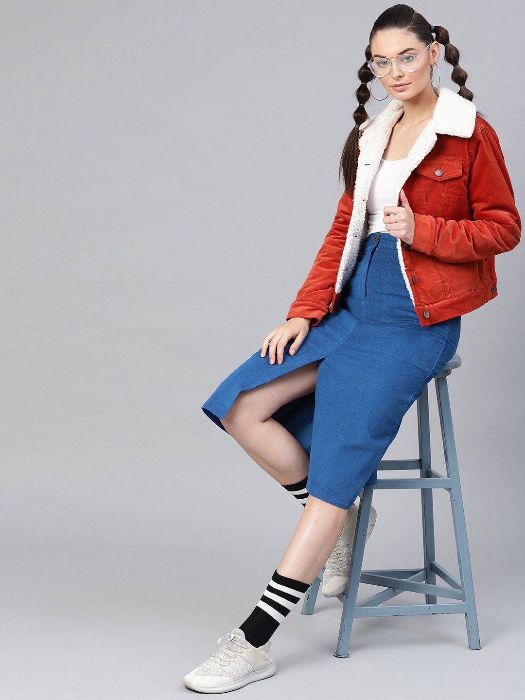 Women's Royal Blue Corduroy Skirt