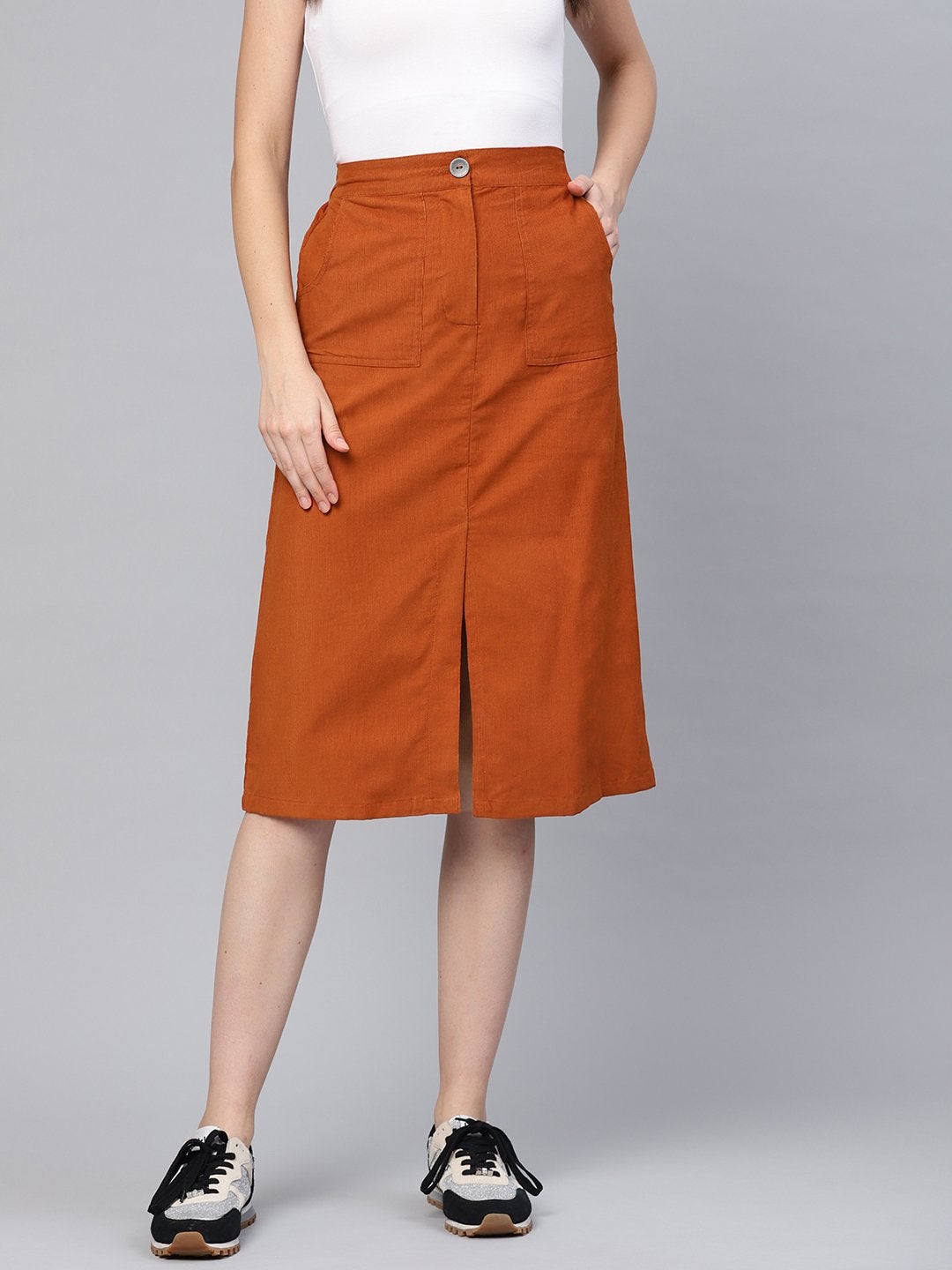 Women's Rust Corduroy Skirt