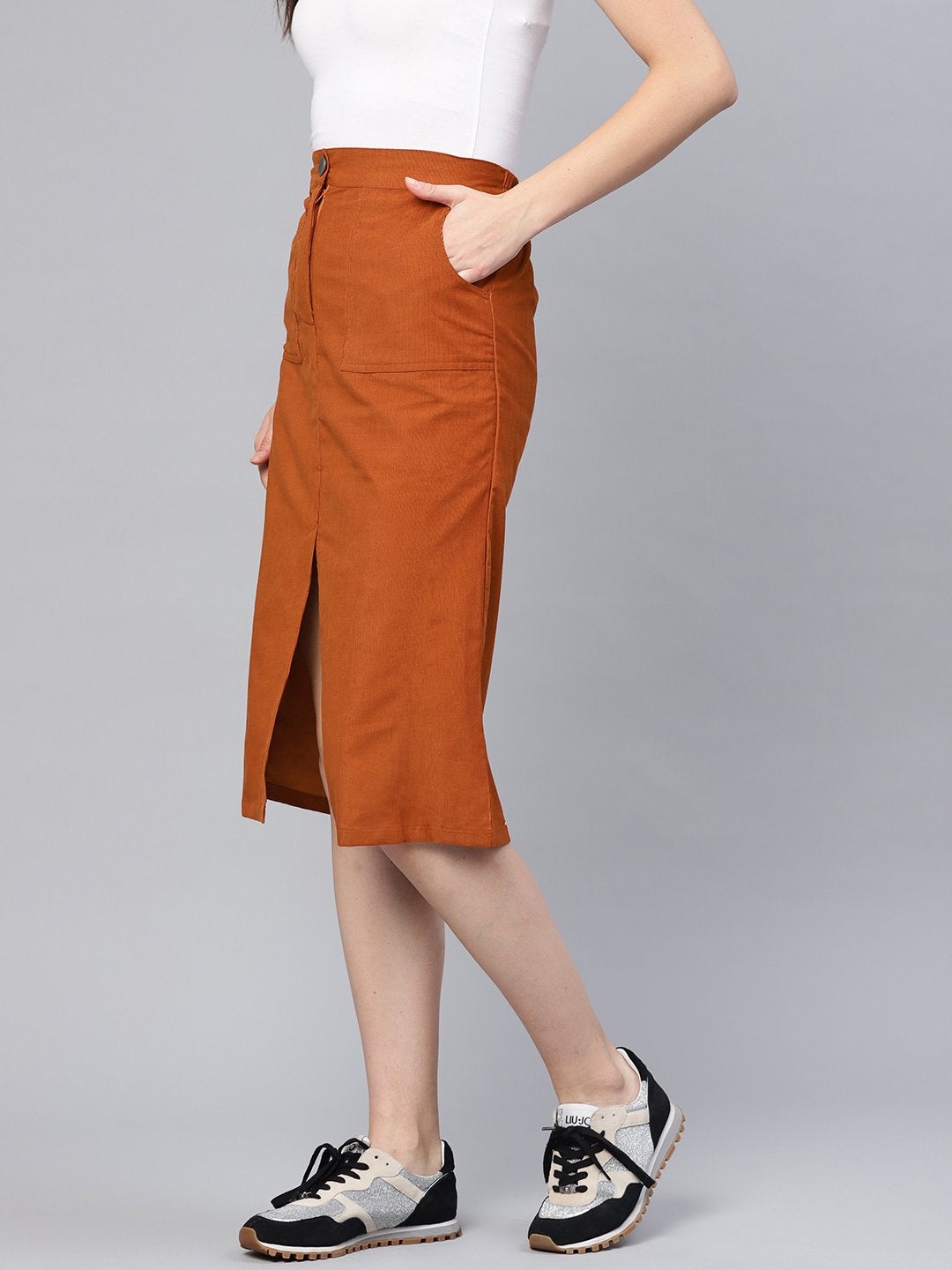 Women's Rust Corduroy Skirt