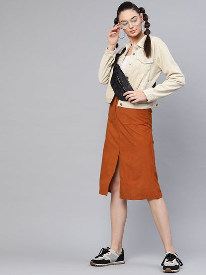Women's Rust Corduroy Skirt
