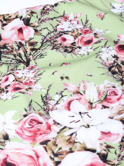 Women's Green Floral Pencil Skirt