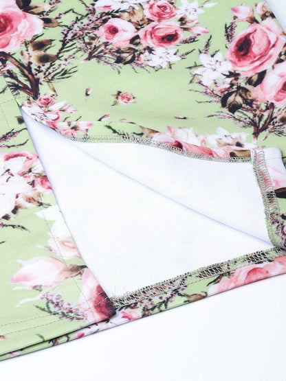Women's Green Floral Pencil Skirt