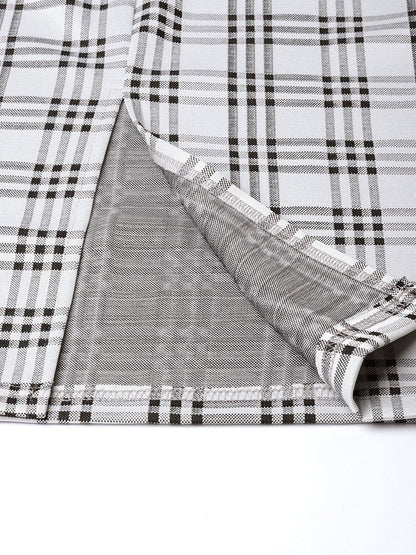 Women's Black & Grey Check Pencil Skirt
