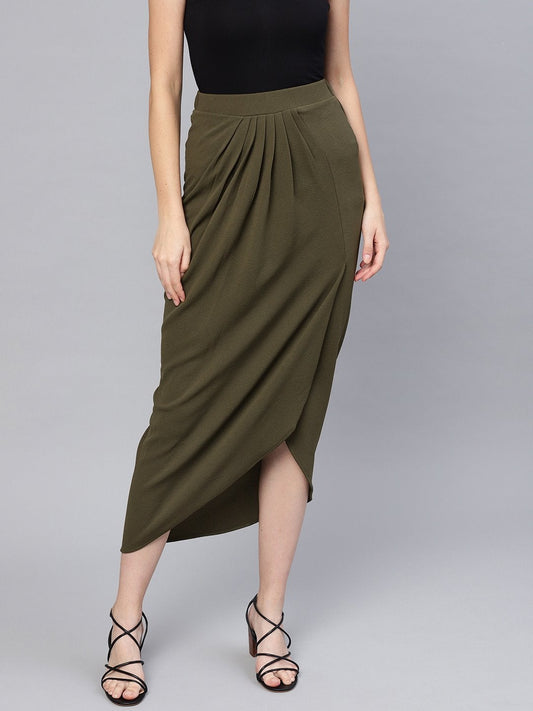 Women's Olive Tulip Skirt