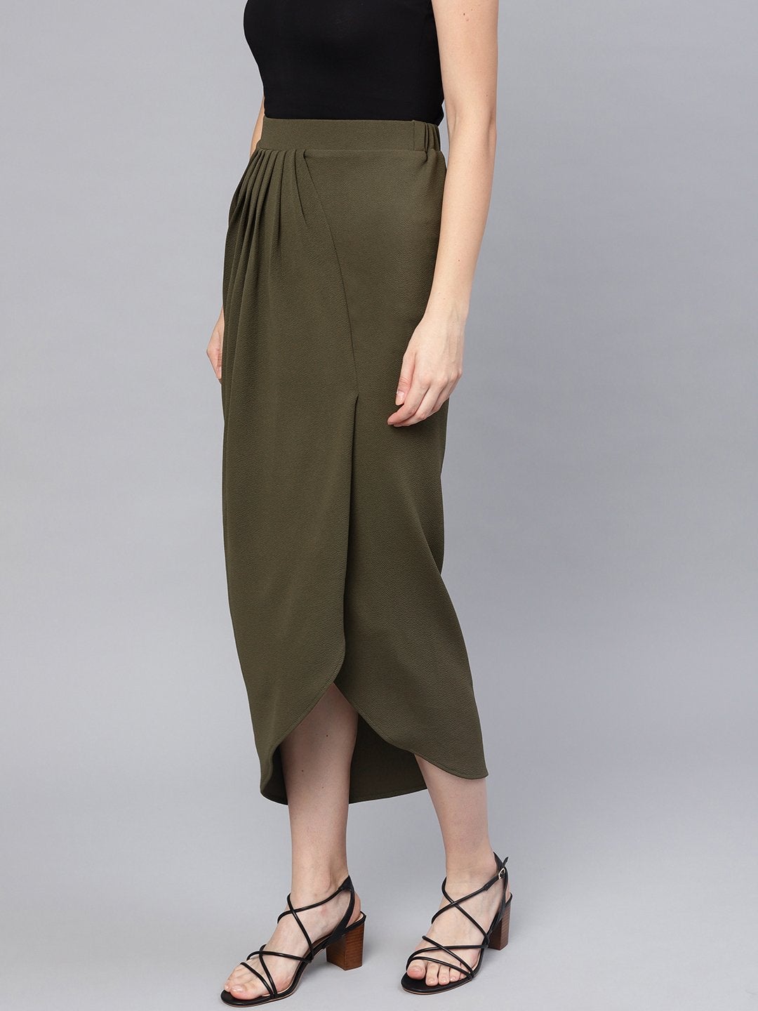 Women's Olive Tulip Skirt