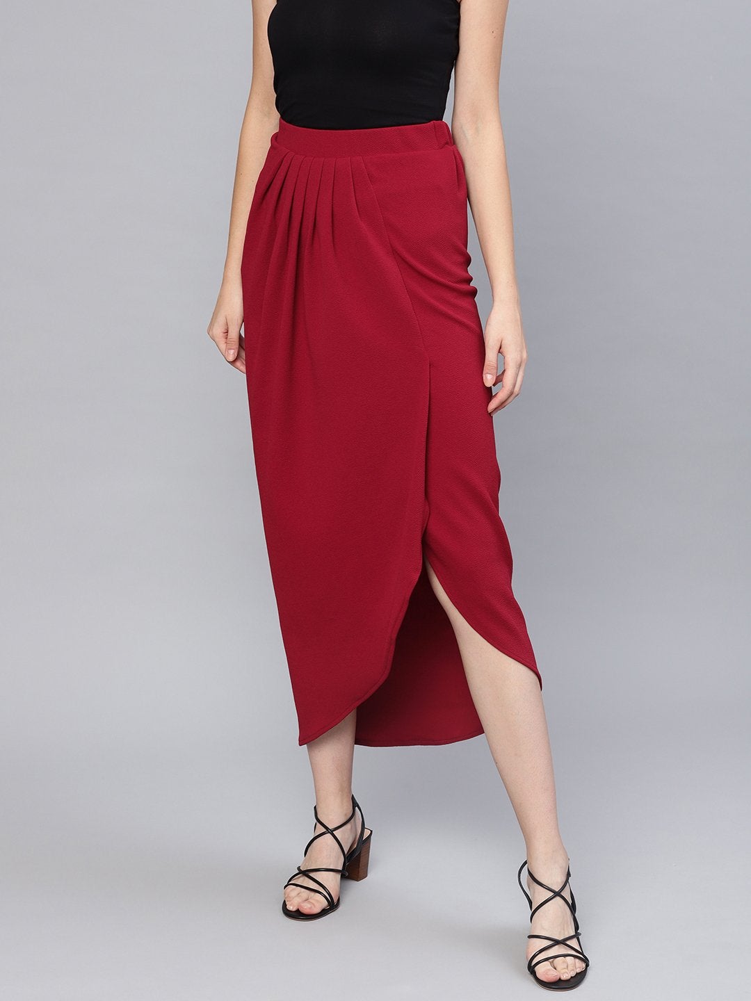 Women's Maroon Tulip Skirt