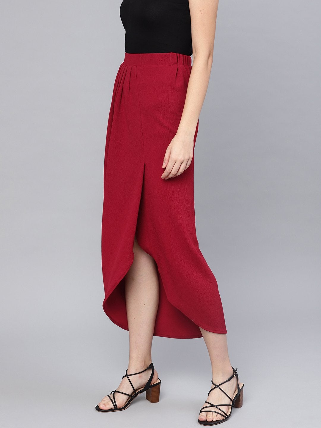 Women's Maroon Tulip Skirt