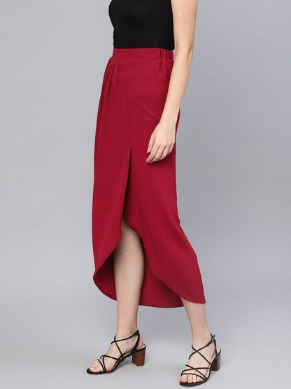 Women's Maroon Tulip Skirt