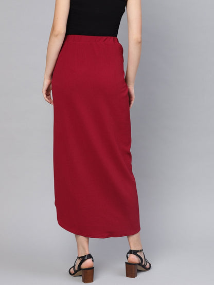 Women's Maroon Tulip Skirt