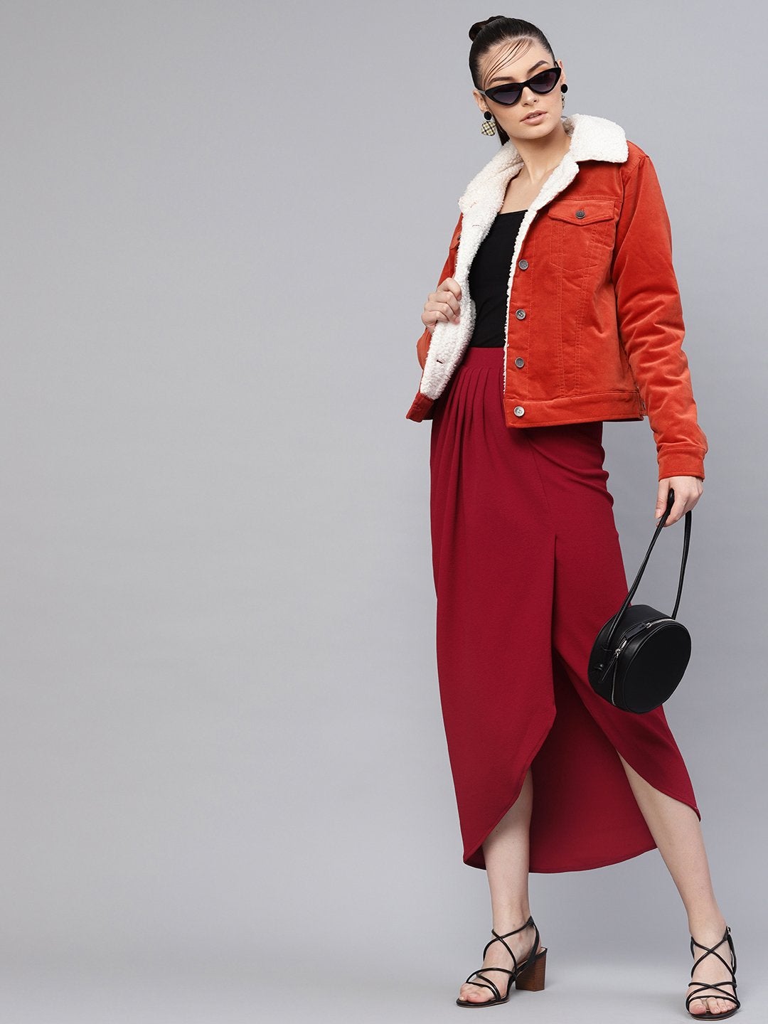Women's Maroon Tulip Skirt