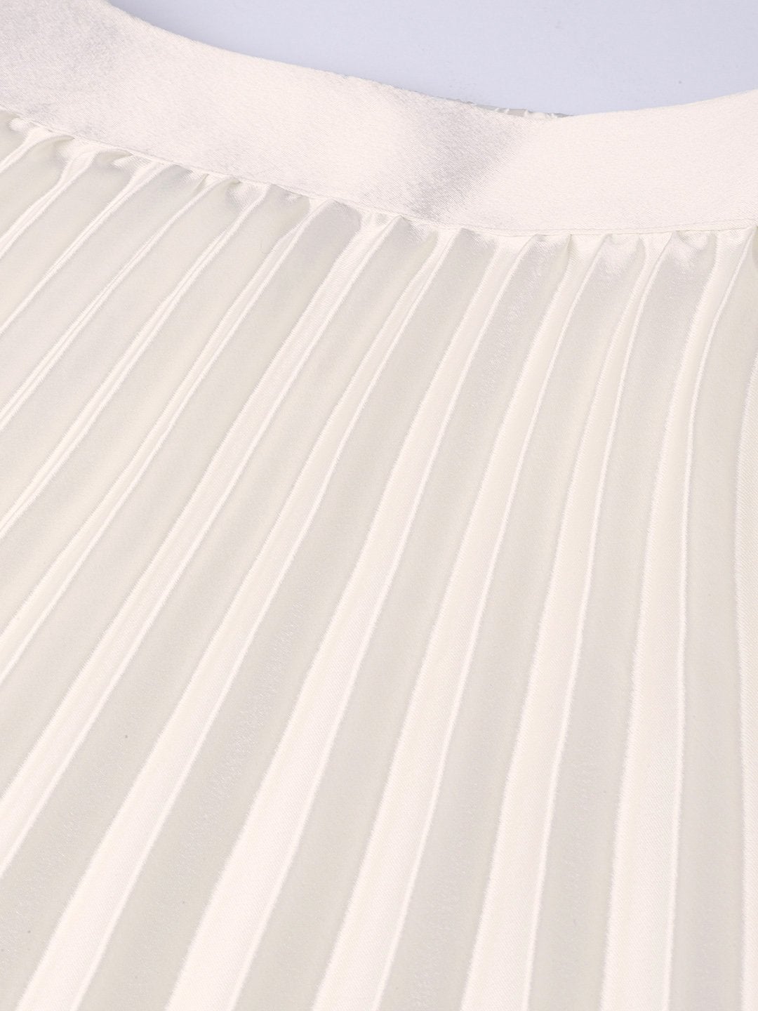 Women's White Satin Pleated Maxi Skirt