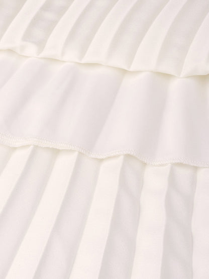 Women's White Satin Pleated Maxi Skirt
