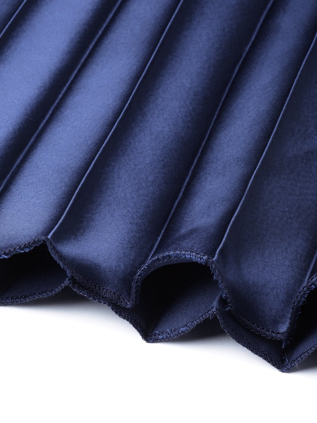 Women's Blue Satin Pleated Maxi Skirt