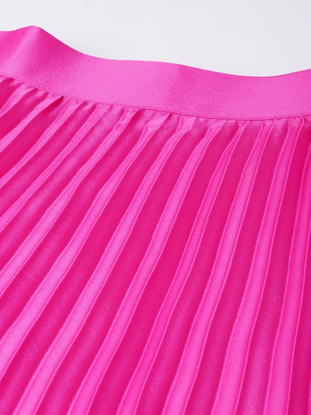 Women's Pink Satin Pleated Maxi Skirt