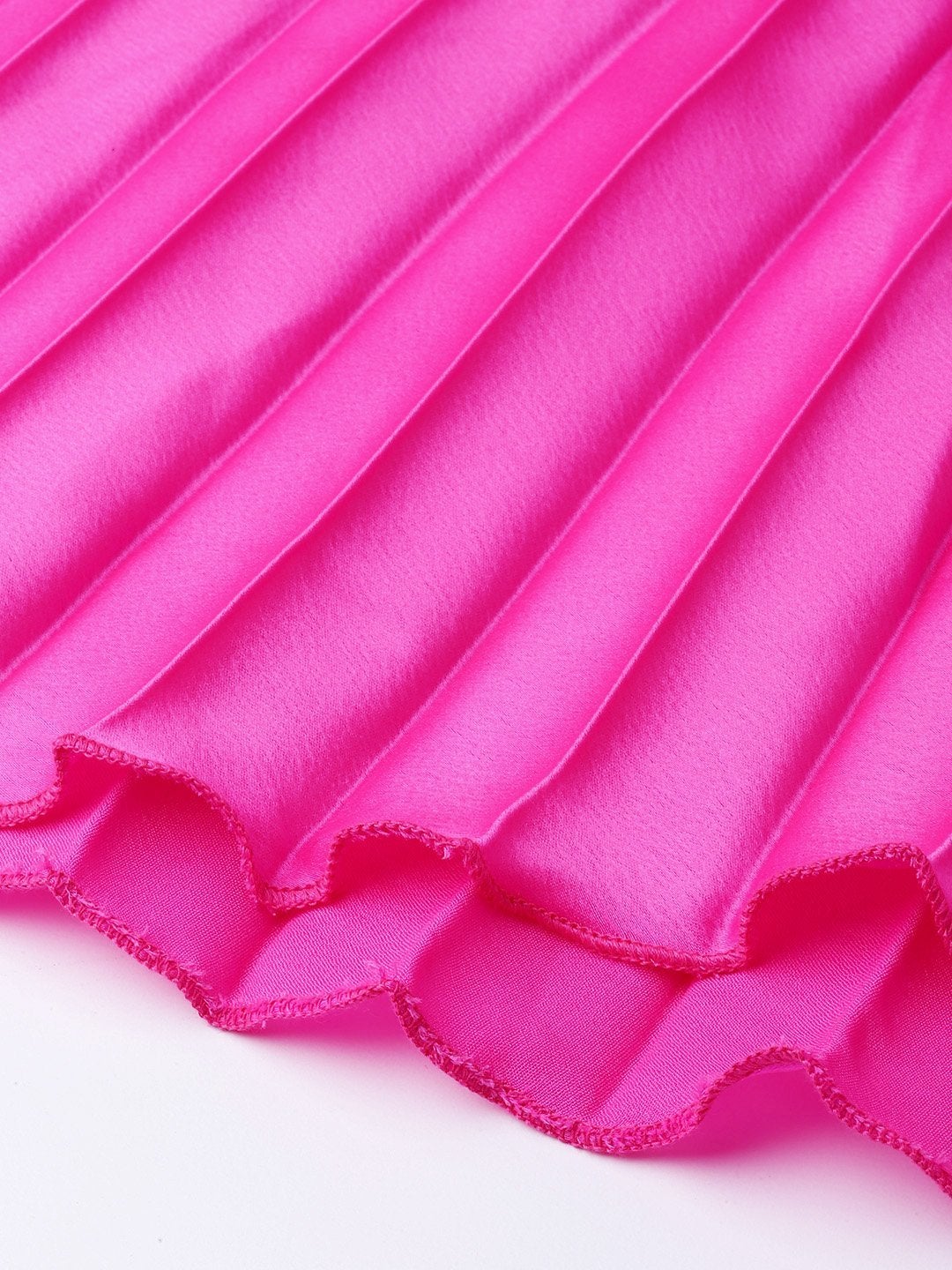 Women's Pink Satin Pleated Maxi Skirt