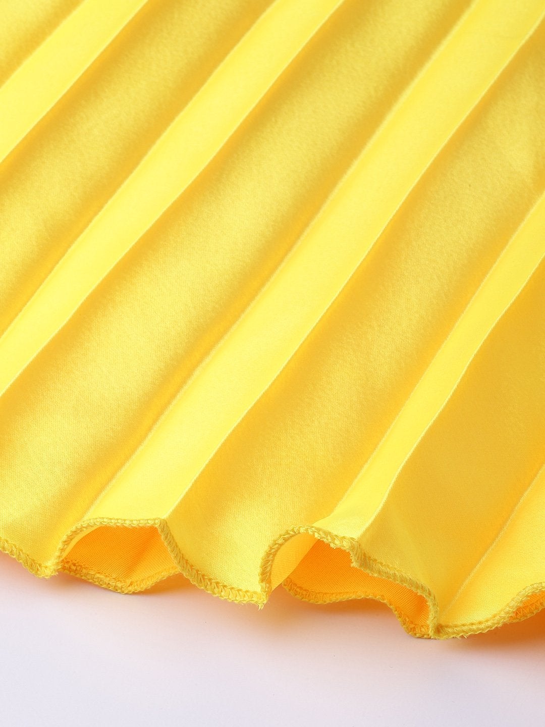Women's Yellow Satin Pleated Maxi Skirt
