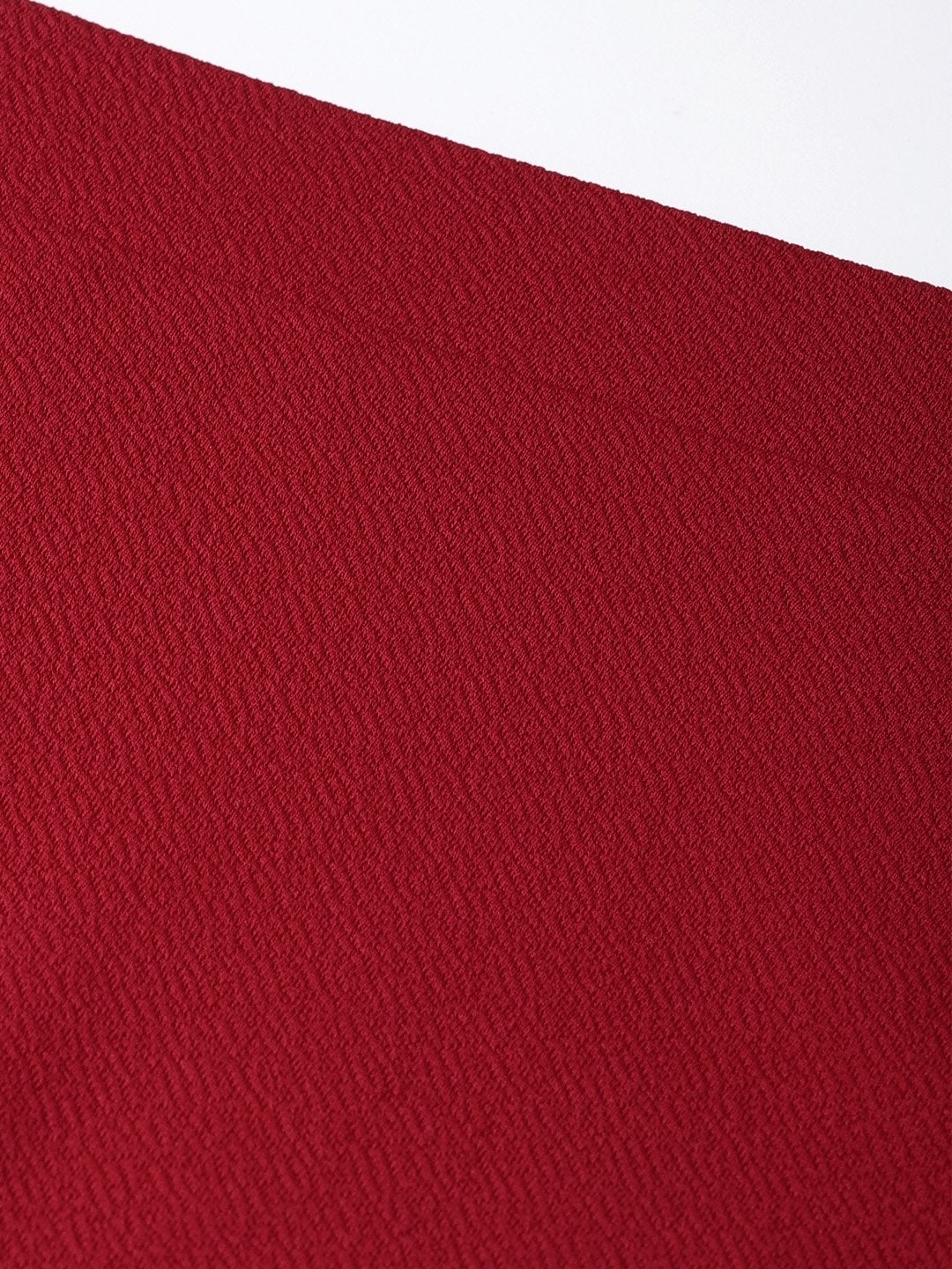 Women's Red Rib Pencil Midi Skirt