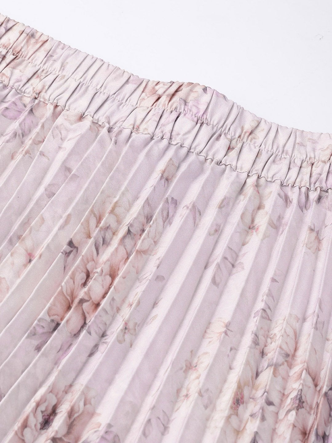 Women's Lavender Floral Short Pleated Skirt