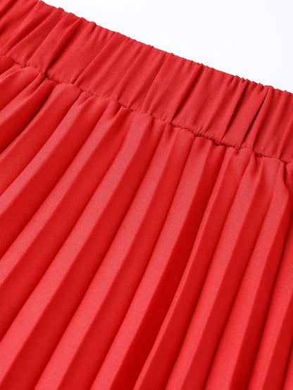 Women's Red Pleated Skirt